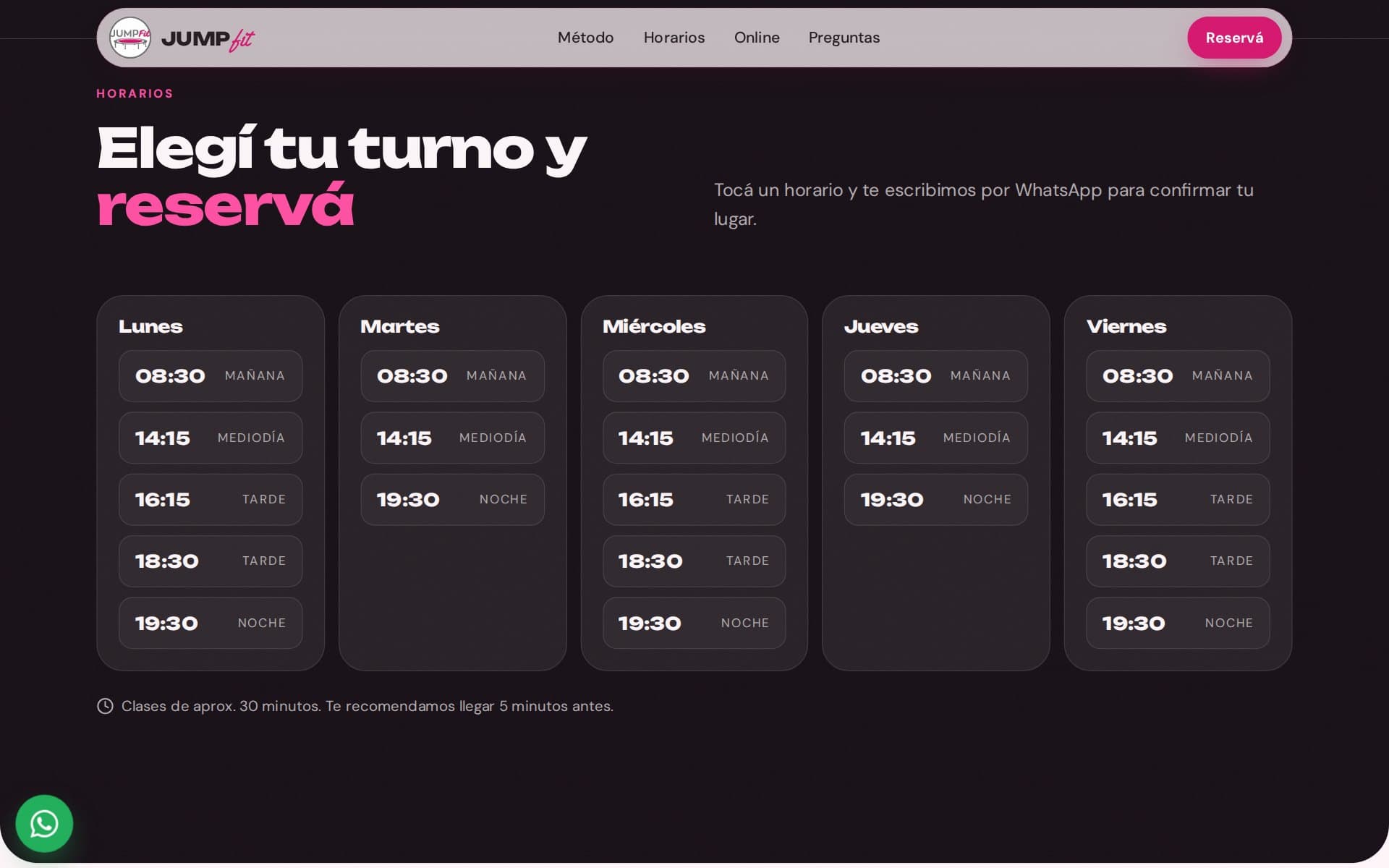 Jump Fit — horarios